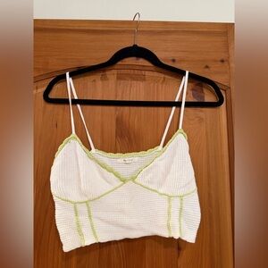 White and Green Knit Tank Top